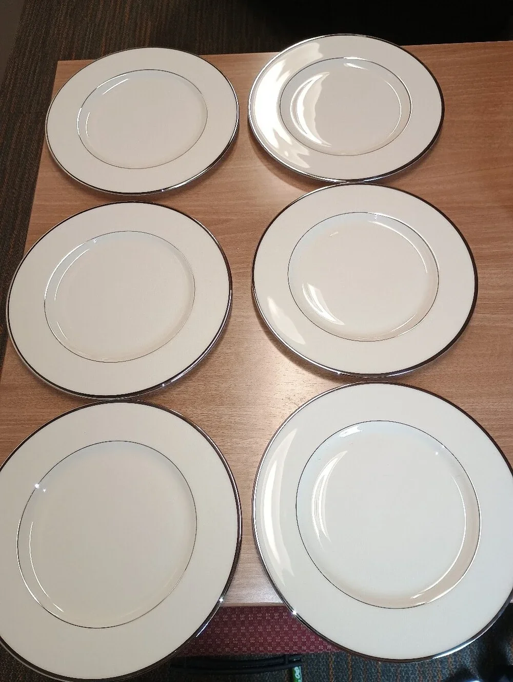 Elegant Lenox Montclair Dinner Plates with Platimum Rim - Set of 6